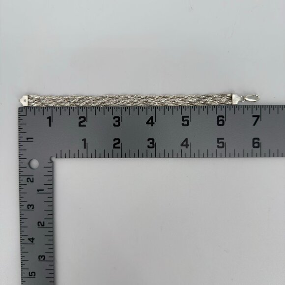 Vintage Italian Sterling Silver 925 Braided Bracelet 7.5” Lobster Clasp Italy - Picture 6 of 6